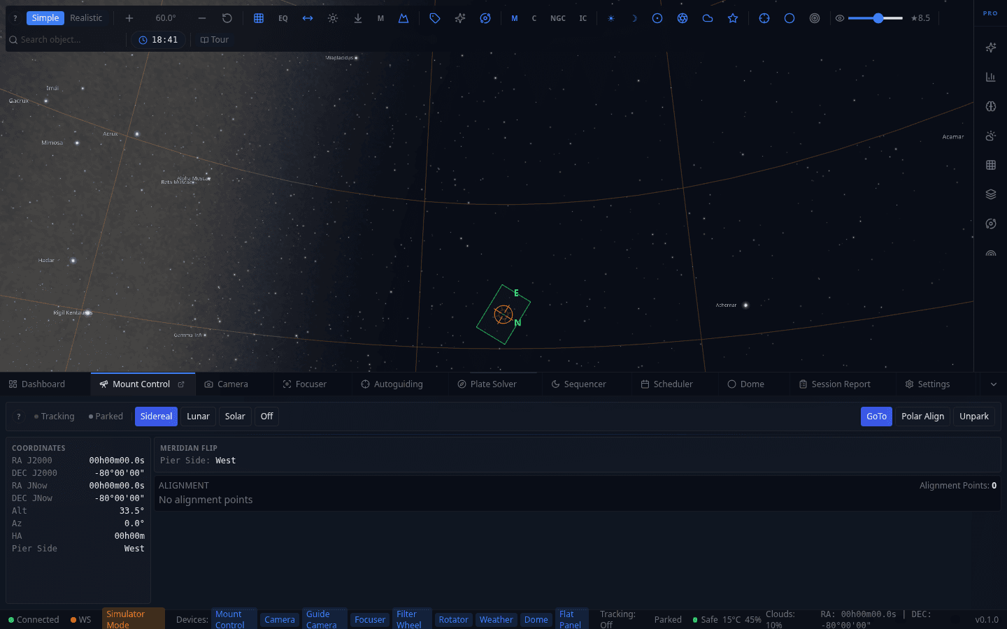 Screenshot: Mount Control