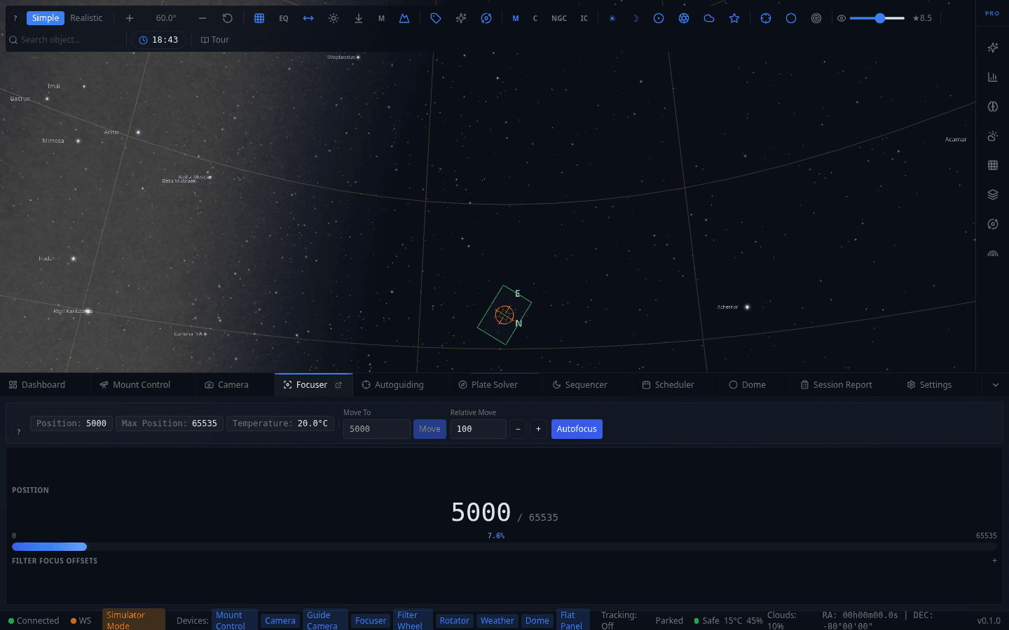 Screenshot: Focuser Panel