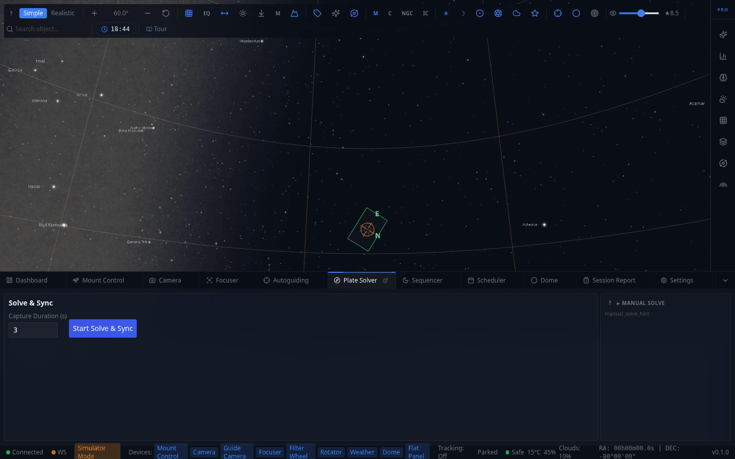 Screenshot: Plate Solver