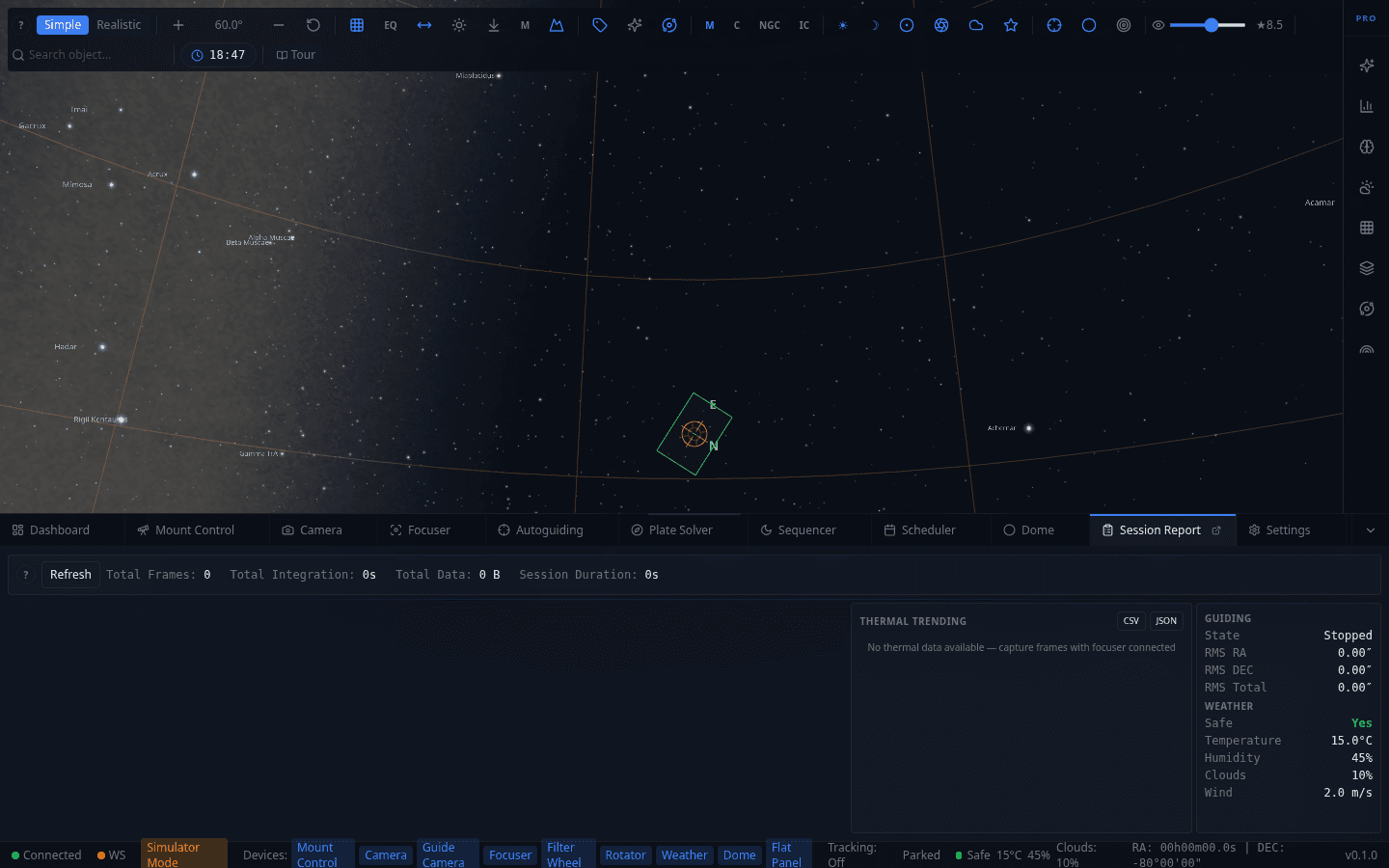 Screenshot: Session Report