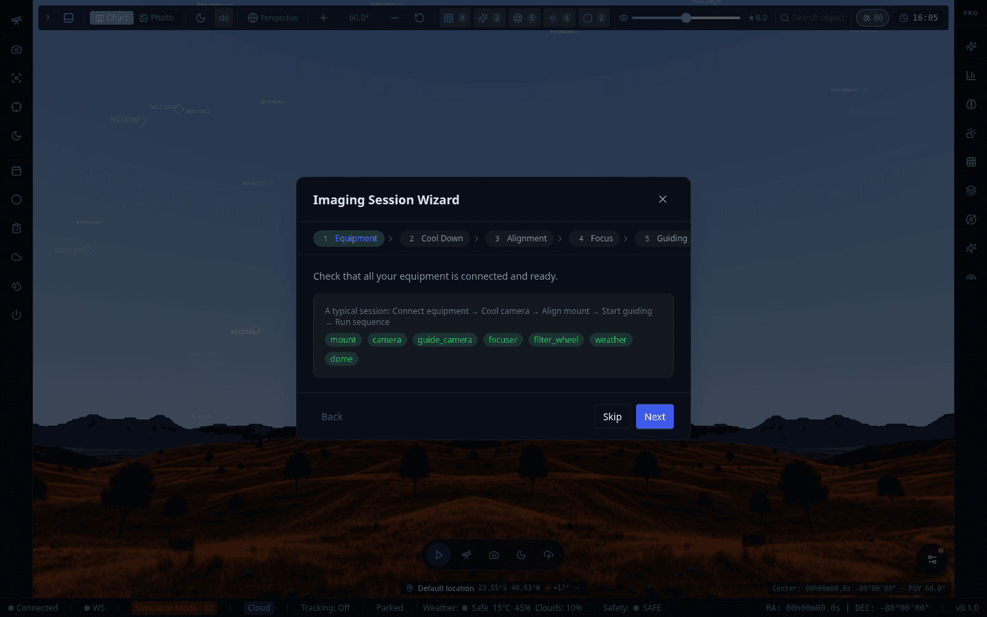 Screenshot: Imaging Session Wizard